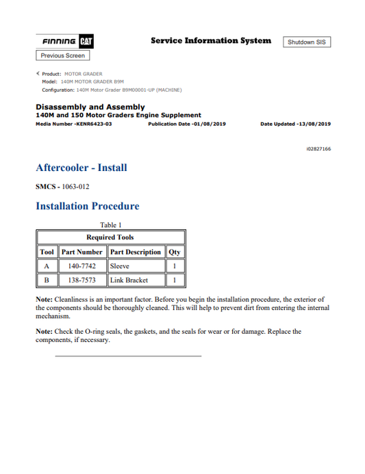 Caterpillar Cat 140H Motor Grader Service and Repair Manual PDF | S/N B9M