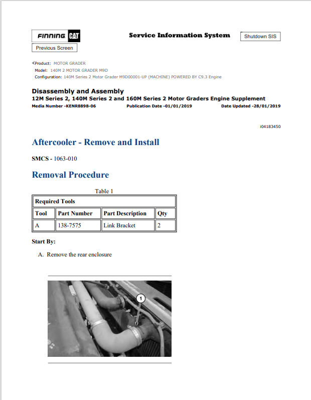 Caterpillar Cat 140M 2 Motor Grader Service and Repair Manual PDF | S/N M9D