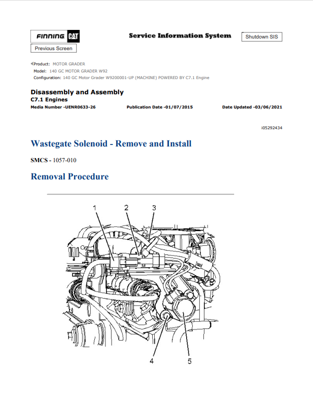 Caterpillar Cat 140 GC Motor Grader Service and Repair Manual PDF | S/N W92