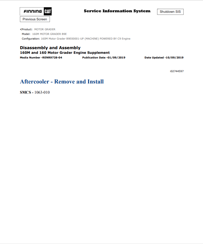 Caterpillar Cat 160M Motor Grader Service And Repair Manual PDF | S/N B9E
