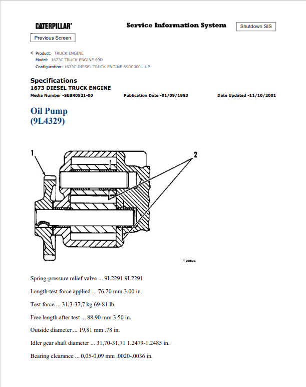 Caterpillar Cat 1673C Truck Engine Service and Repair Manual PDF | S/N 69D