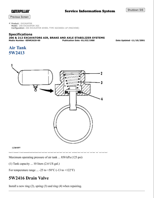 Caterpillar Cat 206 Excavator Service and Repair Manual PDF | S/N 3GC