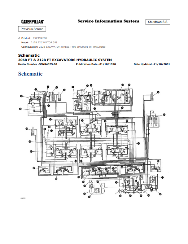 Caterpillar Cat 212B Excavator Electrical And Hydraulic Schematic Manual PDF | S/N 3PJ