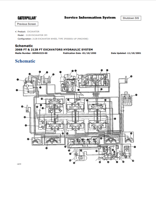 Caterpillar Cat 212B Excavator Electrical And Hydraulic Schematic Manual PDF | S/N 3PJ