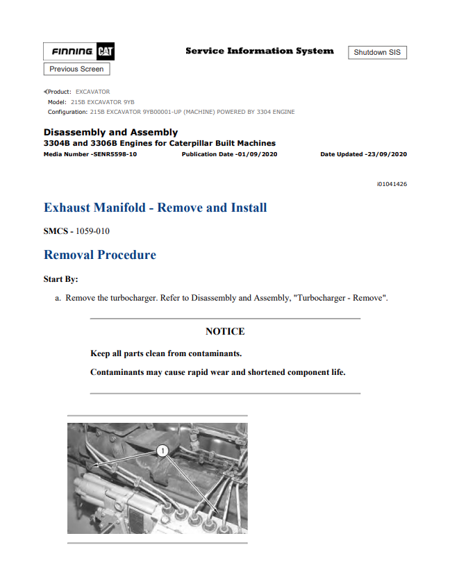 Caterpillar Cat 215B Excavator Service and Repair Manual PDF | S/N 9YB