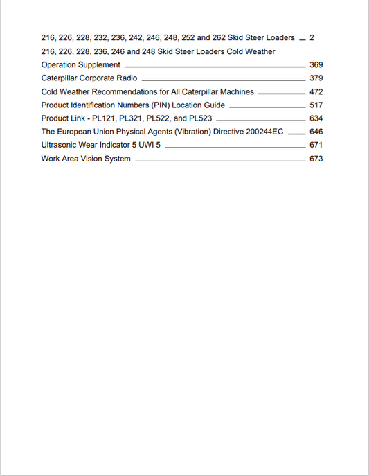 Caterpillar Cat 216 Skid Steer Loader Operation And Maintenance Manual PDF | S/N 4NZ
