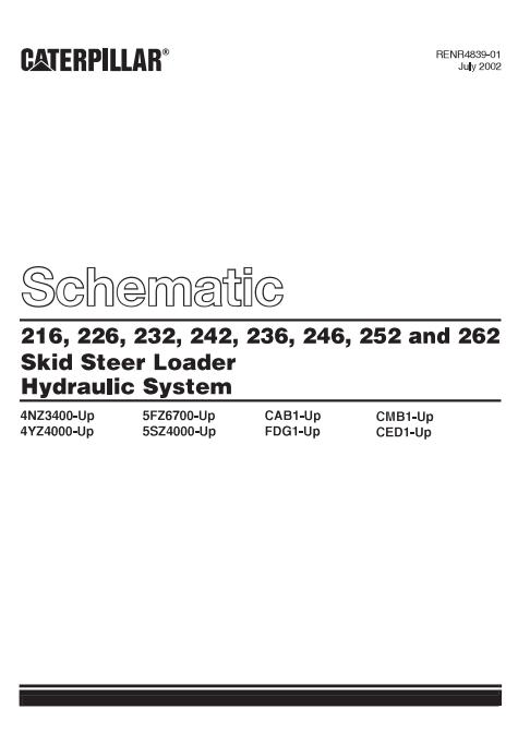 Caterpillar Cat 216 Skid Steer Loader Schematic Manual PDF | S/N 4NZ