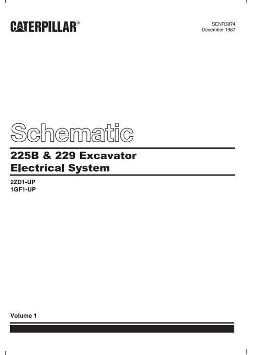 Caterpillar Cat 229 Excavator Electrical and Hydraulic Schematic Manual PDF | S/N 1GF