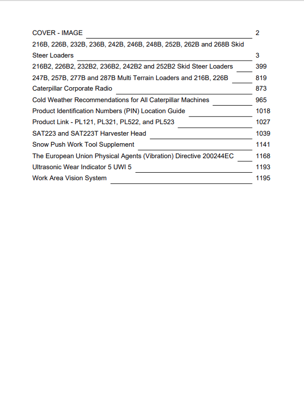 Caterpillar Cat 232B Skid Steer Loader Operation and Maintenance Manual PDF | S/N SCH