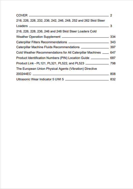 Caterpillar Cat 232D Skid Steer Loader Operation and Maintenance Manual PDF | S/N 6BZ