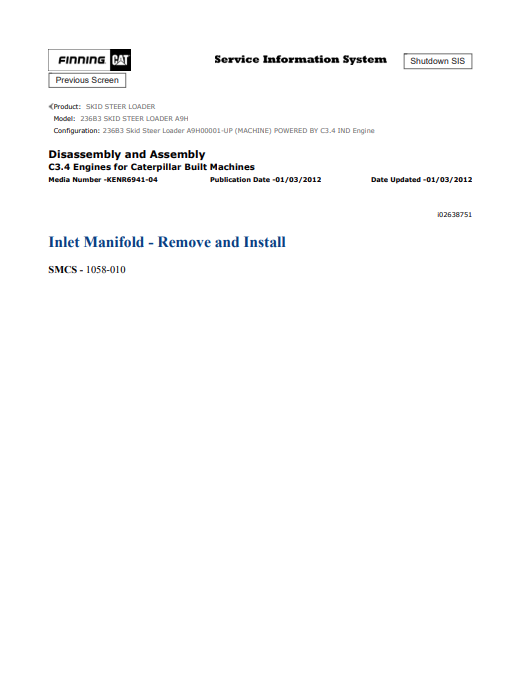 Caterpillar Cat 236B3 Skid Steer Loader Service and Repair Manual PDF | S/N A9H