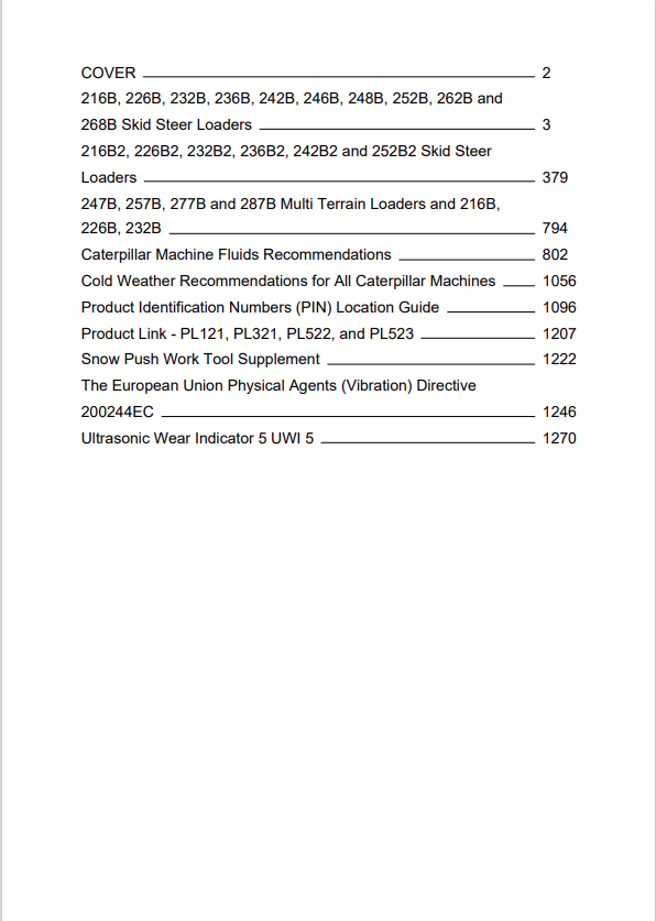 Caterpillar Cat 236B Skid Steer Loader Operation and Maintenance Manual PDF | S/N HEN