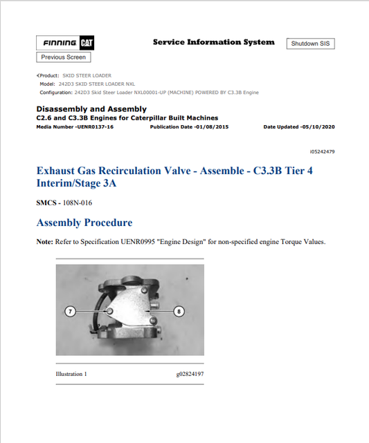 Caterpillar Cat 242D3 Skid Steer Loader Service and Repair Manual PDF | S/N NXL