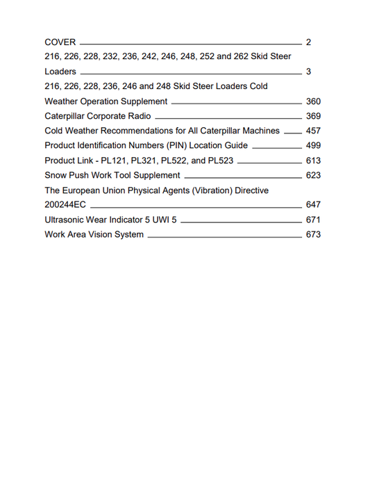 Caterpillar Cat 242D Skid Steer Loader Operation and Maintenance Manual PDF | S/N 4YZ