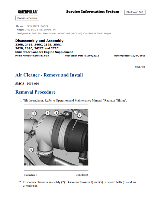 Caterpillar Cat 246C Skid Steer Loader Service and Repair Manual PDF | S/N JAY