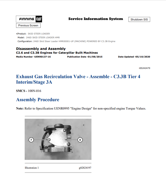 Caterpillar Cat 246D Skid Steer Loader Service and Repair Manual PDF | S/N HMR