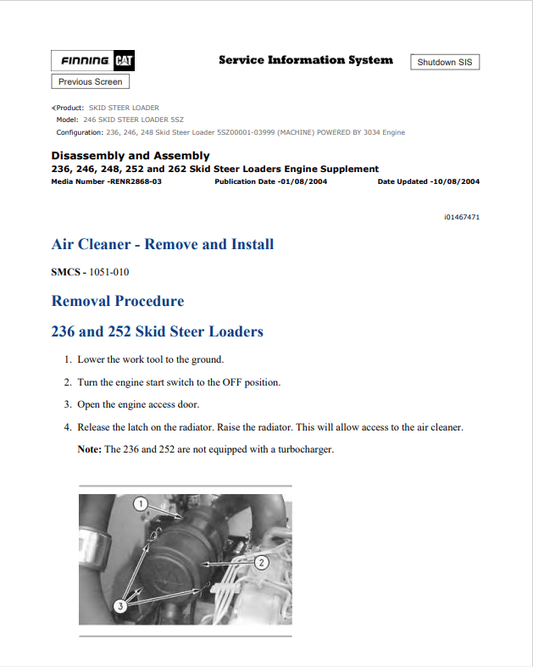Caterpillar Cat 246 Skid Steer Loader Service and Repair Manual PDF | S/N 5SZ