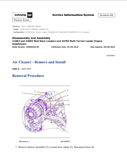 Caterpillar Cat 247B3 Multi Terrain Loader Service and Repair Manual PDF | S/N TSL