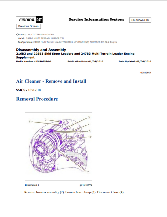 Caterpillar Cat 247B3 Multi Terrain Loader Service and Repair Manual PDF | S/N TSL