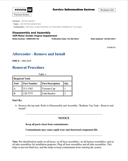 Caterpillar Cat 24M Motor Grader Service and Repair Manual PDF | S/N B93