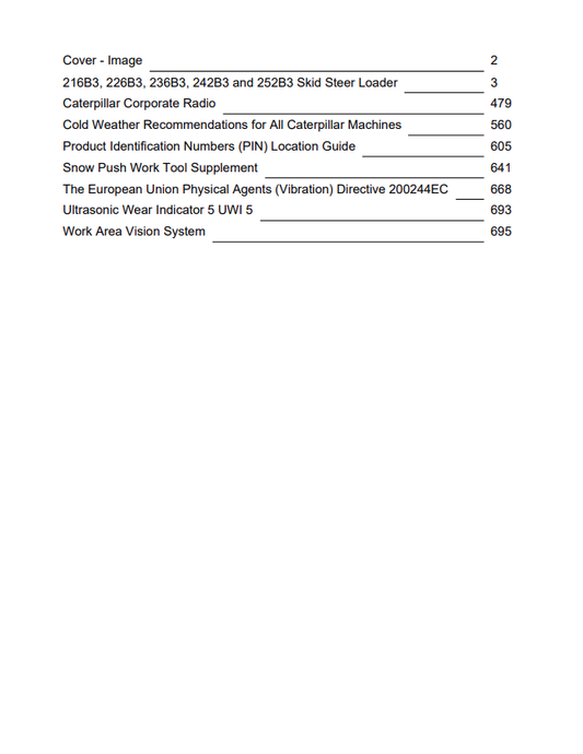 Caterpillar Cat 252B3 Skid Steer Loader Operation and Maintenance Manual PDF | S/N TNK