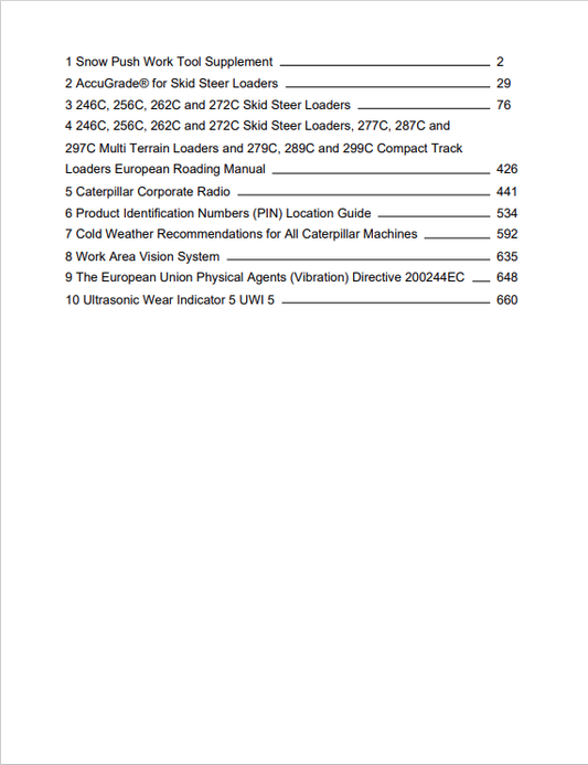 Caterpillar Cat 256C Skid Steer Loader Operation and Maintenance Manual PDF | S/N DWS