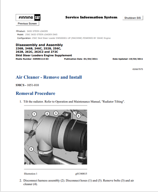 Caterpillar Cat 256C Skid Steer Loader Service and Repair Manual PDF | S/N DWS