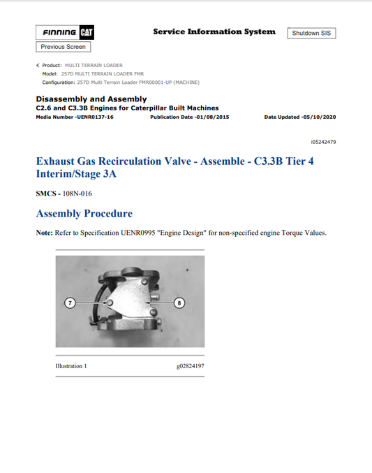 Caterpillar Cat 257D Multi Terrain Loader Service and Repair Manual PDF | S/N FMR