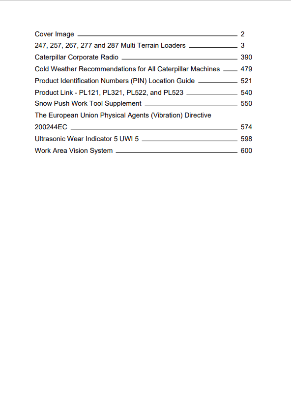 Caterpillar Cat 257 Multi Terrain Loader Operation and Maintenance Manual PDF | S/N CMM
