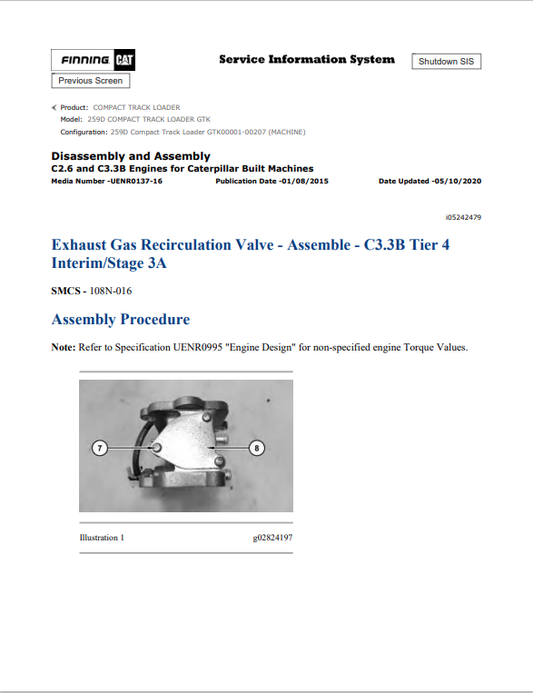 Caterpillar Cat 259D Compact Track Loader Service and Repair Manual PDF | S/N GTK