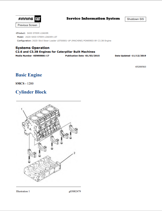 Caterpillar Cat 262D Skid Steer Loader Service and Repair Manual PDF | S/N LST