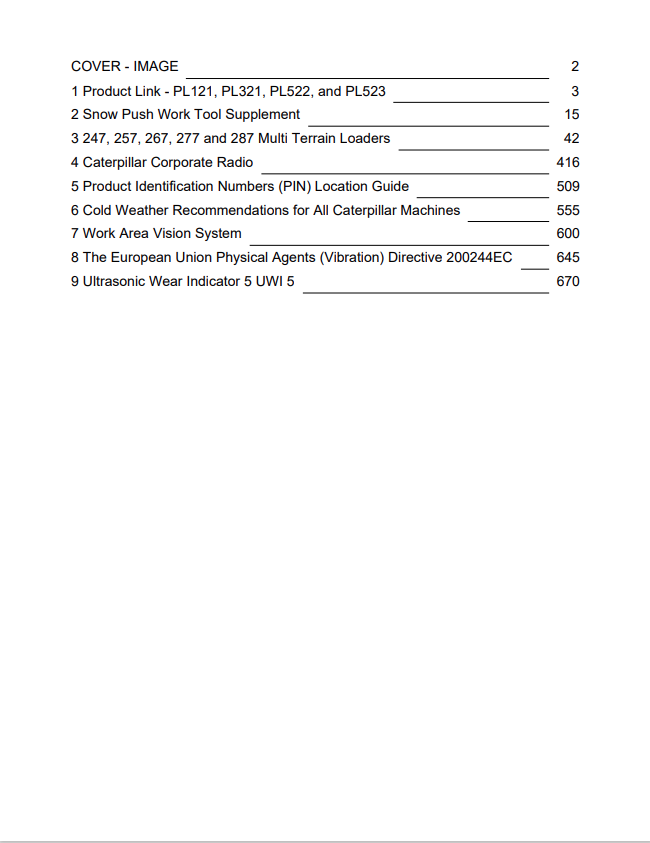 Caterpillar Cat 267 Multi Terrain Loader Operation and Maintenance Manual PDF | S/N CMP