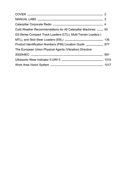Caterpillar Cat 272D3 Compact Track Loader Operation and Maintenance Manual PDF | S/N MC9