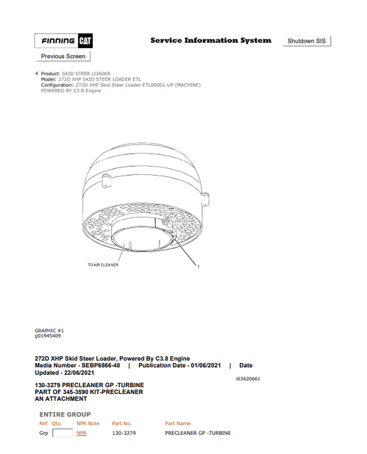 Caterpillar Cat 272D XHP Skid Steer Loader Parts Catalogue Manual PDF | S/N ETL