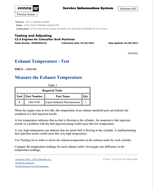 Caterpillar Cat 277C2 Multi Terrain Loader Service and Repair Manual PDF | S/N MET