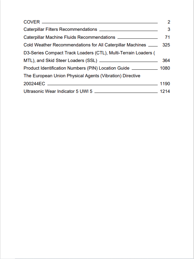 Caterpillar Cat 279D3 Compact Track Loader Operation and Maintenance Manual PDF | S/N RB9