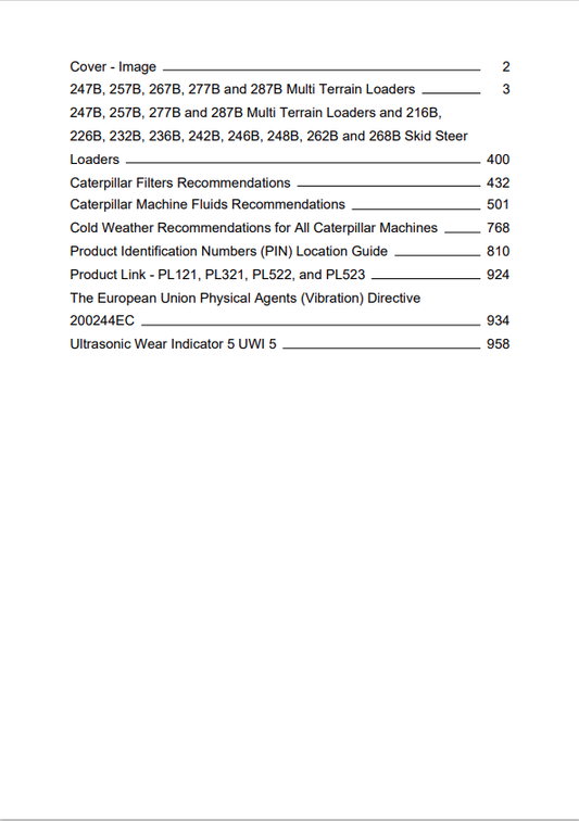 Caterpillar Cat 287B Multi Terrain Loader Operation and Maintenance Manual PDF | S/N MSH