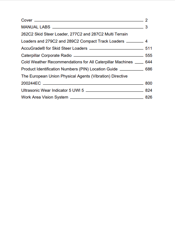 Caterpillar Cat 289C2 Compact Track Loader Operation and Maintenance Manual PDF | S/N RTD