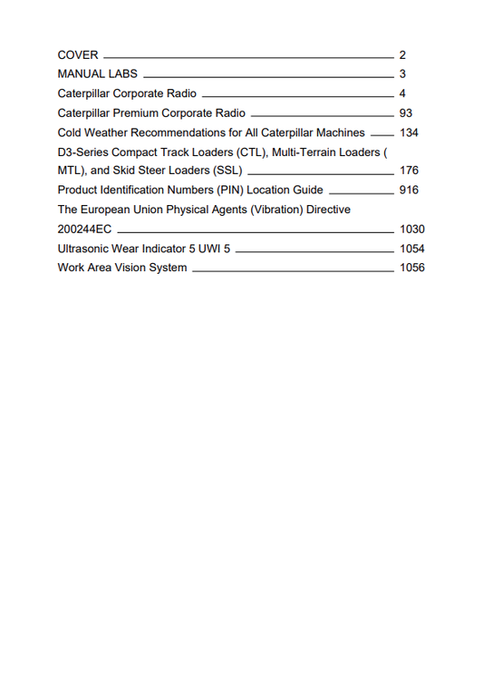 Caterpillar Cat 289D3 Compact Track Loader Operation and Maintenance Manual PDF | S/N JX9