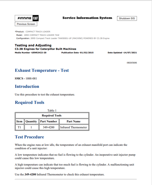 Caterpillar Cat 289D Compact Track Loader Service and Repair Manual PDF | S/N TAW
