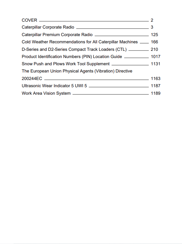 Caterpillar Cat 299D2 Compact Track Loader Operation and Maintenance Manual PDF | S/N FD2