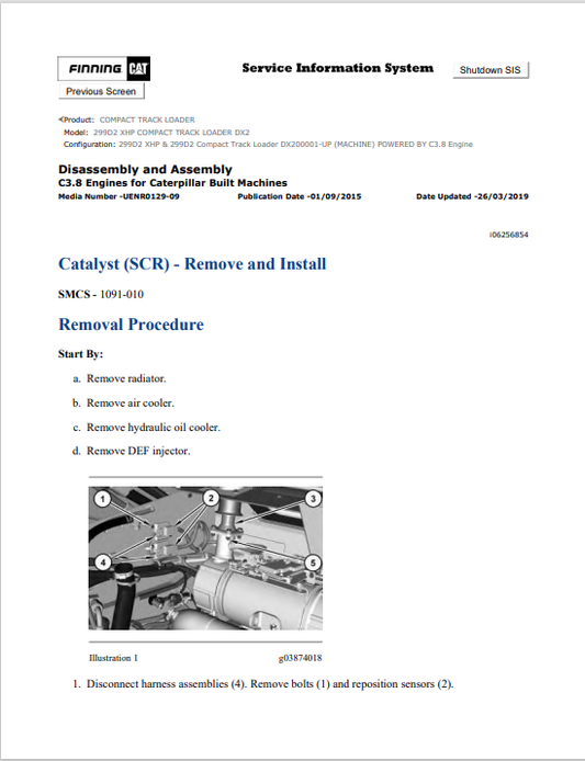 Caterpillar Cat 299D2 XHP Compact Track Loader Service and Repair Manual PDF | S/N DX2