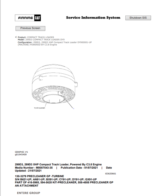 Caterpillar Cat 299D3 Compact Track Loader Service and Repair Manual PDF | S/N DY9