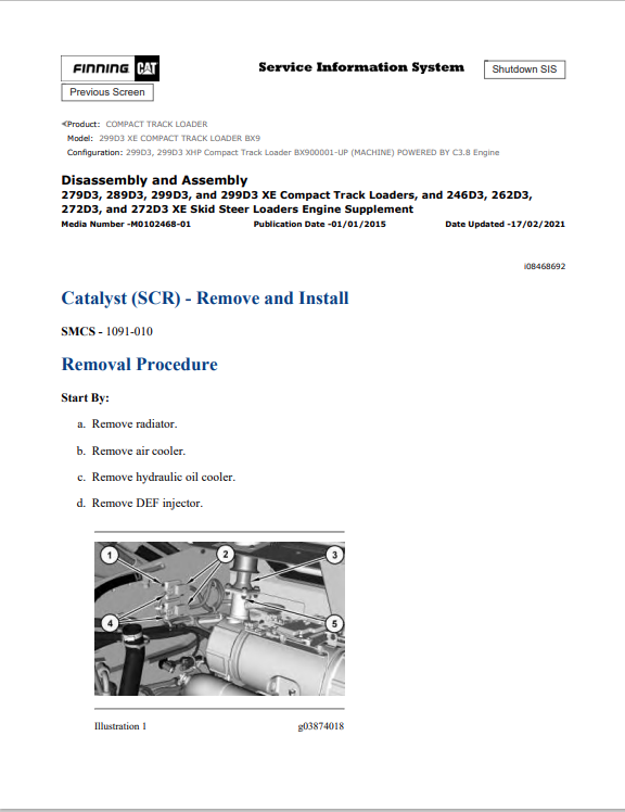 Caterpillar Cat 299D3 XE Compact Track Loader Service and Repair Manual PDF | S/N BX9