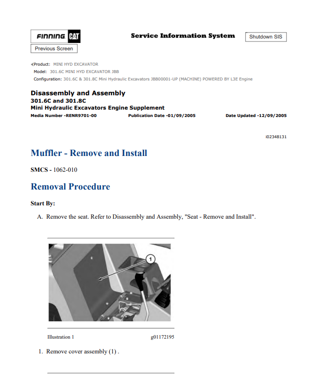 Caterpillar Cat 301.6C Mini HYD Excavator Service and Repair Manual PDF | S/N JBB