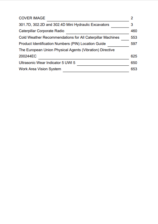 Caterpillar Cat 301.7D Mini HYD Excavator Operation and Maintenance Manual PDF | S/N LJH