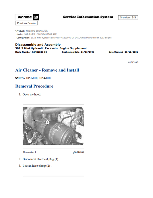 Caterpillar Cat 302.5 Mini HYD Excavator Service and Repair Manual PDF | S/N 4AZ