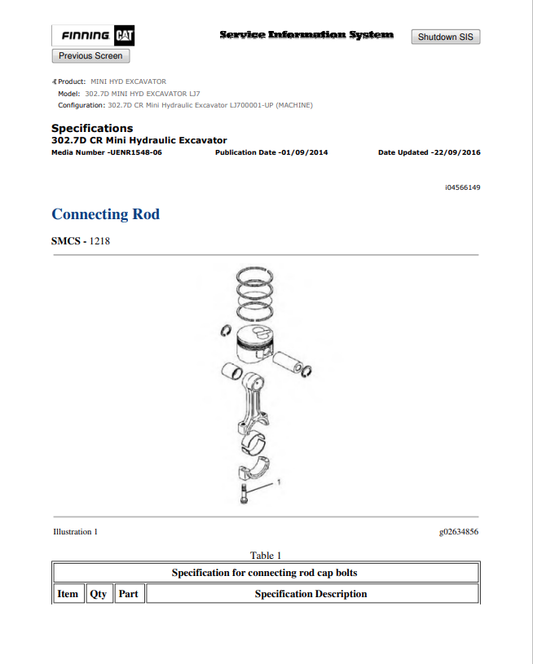 Caterpillar Cat 302.7D Mini HYD Excavator Service and Repair Manual PDF | S/N LJ7
