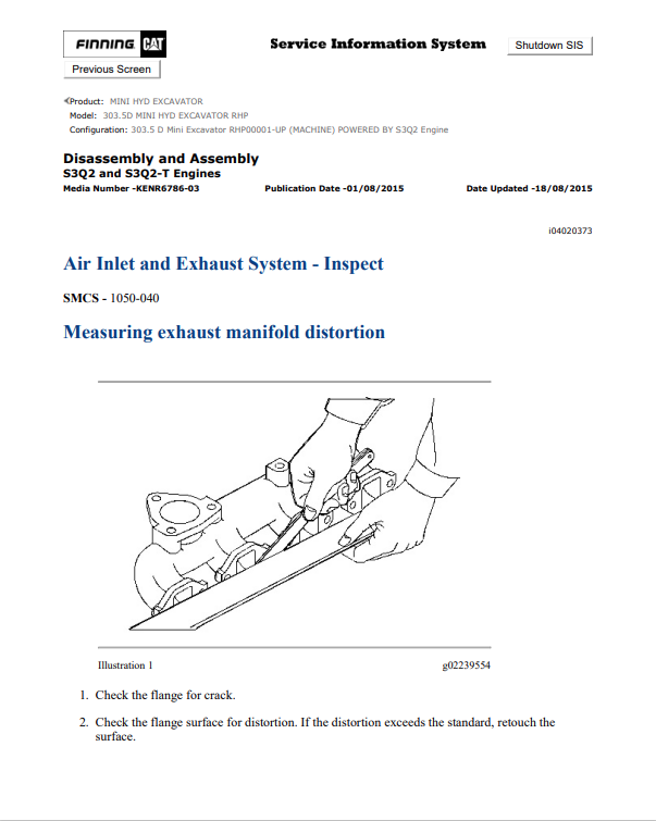 Caterpillar Cat 303.5D Mini HYD Excavator Service and Repair Manual PDF | S/N RHP