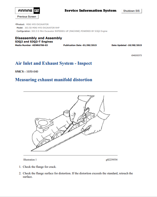 Caterpillar Cat 303.5D Mini HYD Excavator Service and Repair Manual PDF | S/N RHP